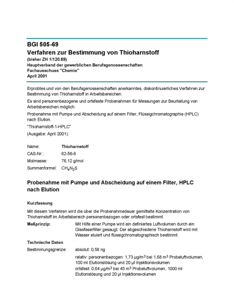 Verfahren zur Bestimmung von Thioharnstoff