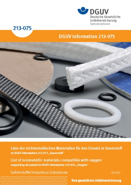 Liste der nichtmetallischen Materialien für den Einsatz in Sauerstoff/List of nonmetallic materials