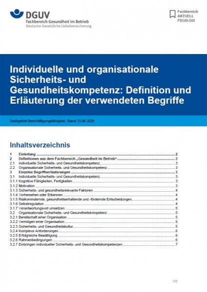 FBGIB-008: Individuelle und organisationale Sicherheits- und Gesundheitskompetenz: Definition und Er