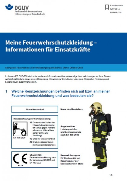 FBFHB-038: Meine Feuerwehrschutzkleidung - Informationen für Einsatzkräfte