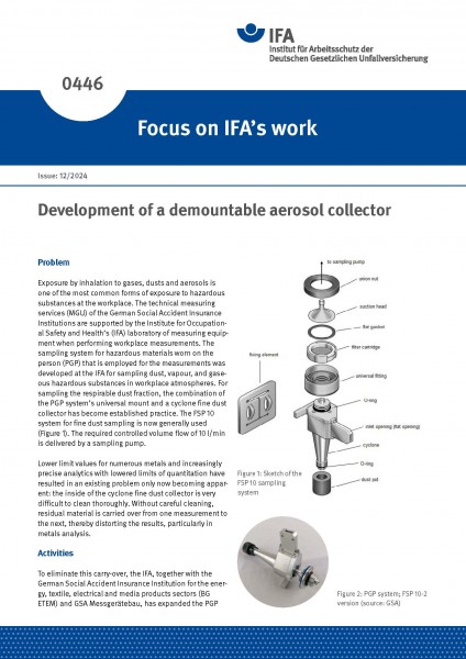 Development of a demountable aerosol collector (Focus on IFA´s work Nr. 0446)