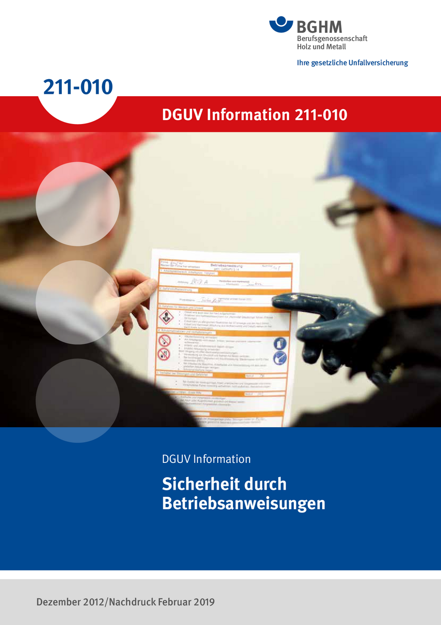 Sicherheit Durch Betriebsanweisungen Dguv Informationen Regelwerk Dguv Publikationen 