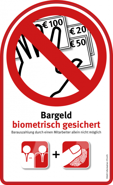 Aufkleber (groß) – Bargeld biometrisch gesichert