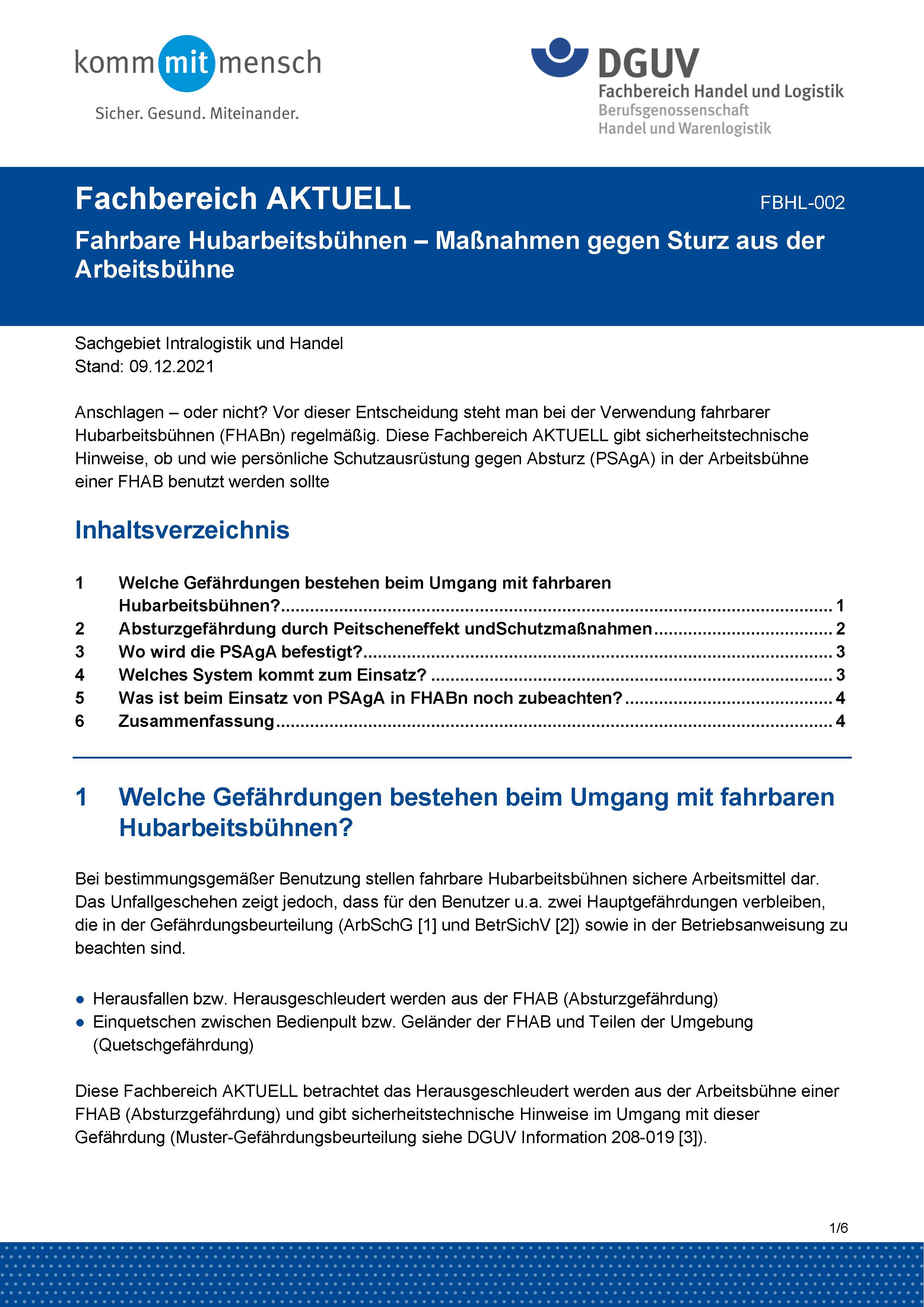 FBHL-002: Fahrbare Hubarbeitsbühnen - Maßnahmen gegen Sturz aus der ...