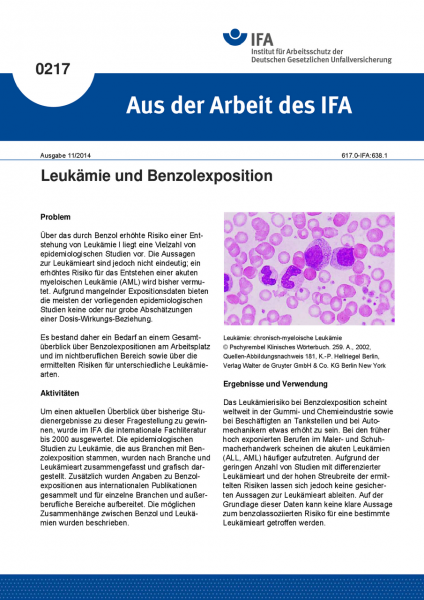 Leukämie und Benzolexposition. Aus der Arbeit des IFA Nr. 0217