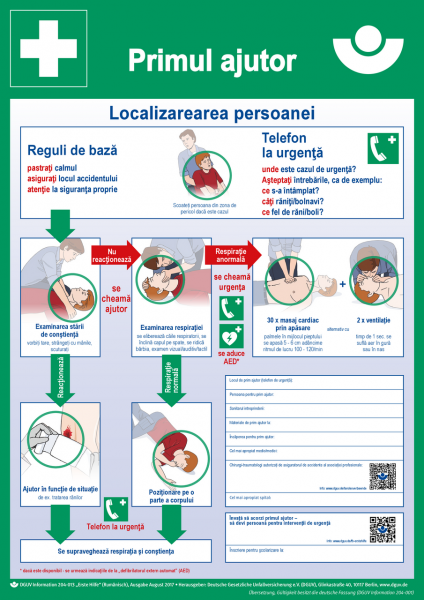 Erste Hilfe (Plakat, DIN A2, rumänisch) Primul ajutor