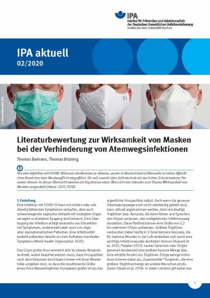 IPA Aktuell 02/2020 „Literaturbewertung zur Wirksamkeit von Masken bei der Verhinderung von Atemwegs