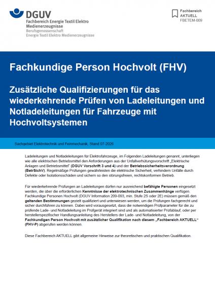 FBETEM-009: Fachkundige Person Hochvolt (FHV)