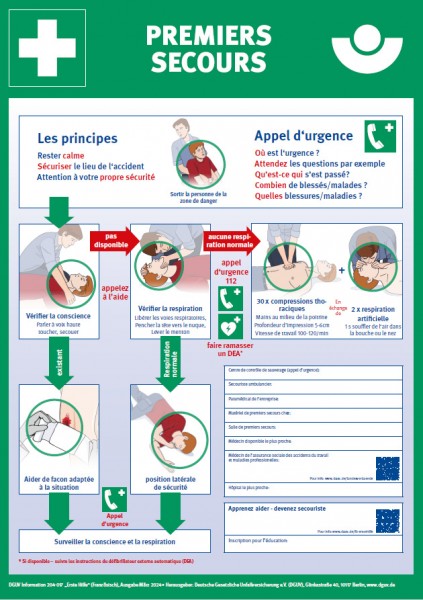 Erste Hilfe (Plakat, DIN A2, französisch) Premiers Secours
