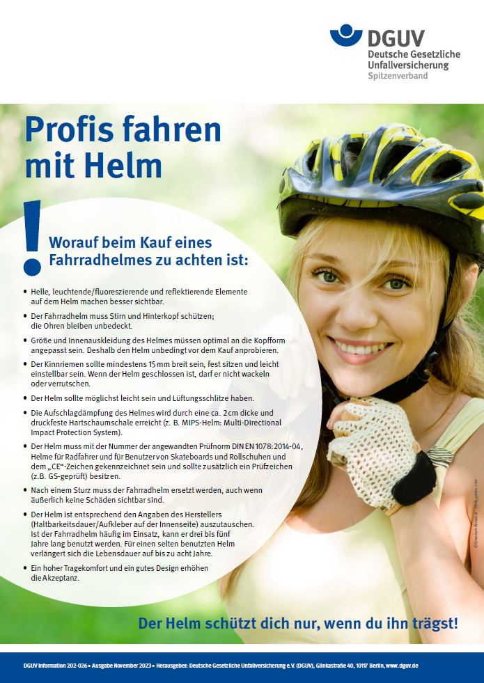 Plakat: Profis fahren mit Helm | DGUV Publikationen