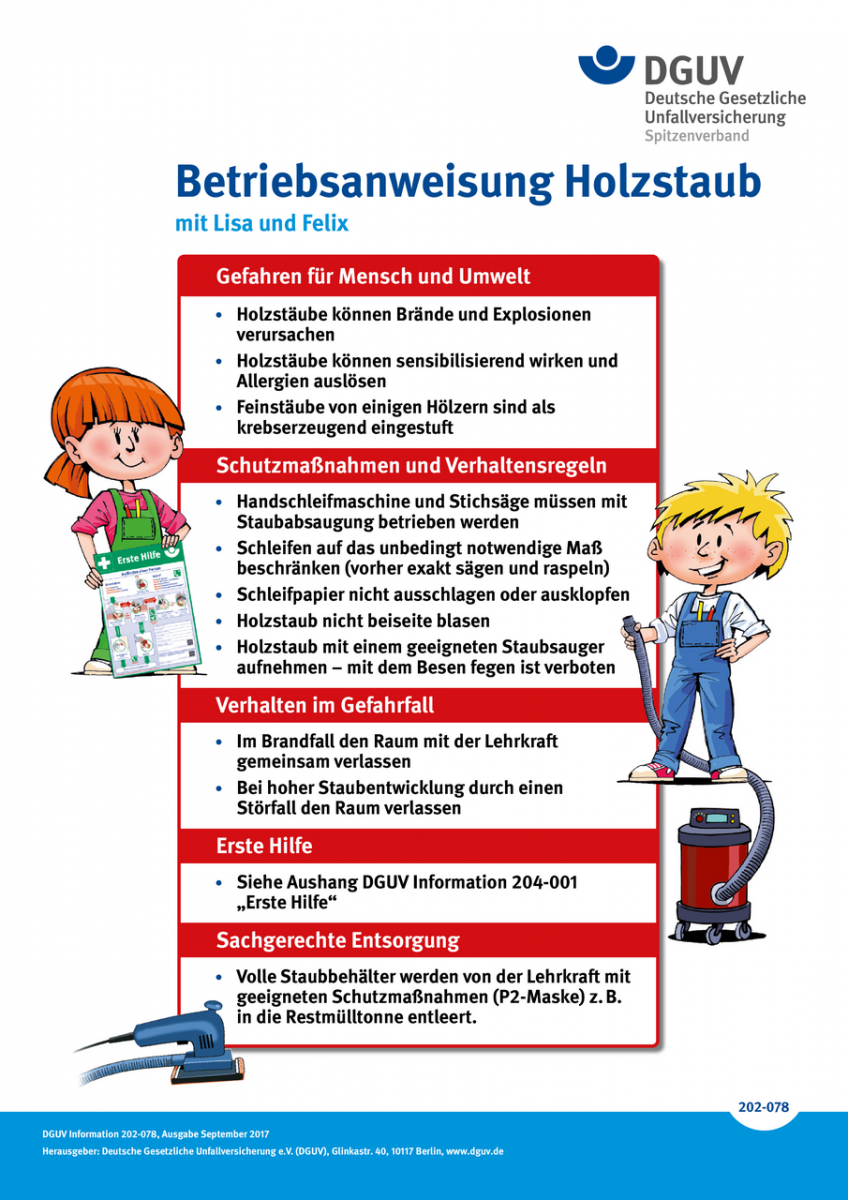 Betriebsanweisung Holzstaub | Schulen | Bildungseinrichtungen | Regelwerk nach Fachbereich ...