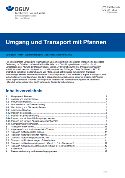 FBHM-144: Umgang und Transport mit Pfannen