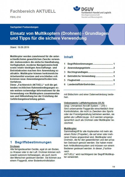 FBHL-014 „Einsatz von Multikoptern (Drohnen) - Grundlagen und Tipps für die sichere Verwendung“