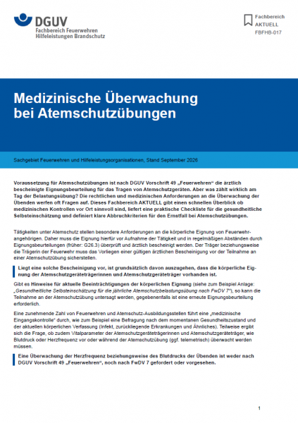 FBFHB-017: Medizinische Überwachung bei Atemschutzübungen